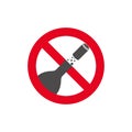 Forbidden to open champagne with the bottle pointing to the side. Vector illustration.